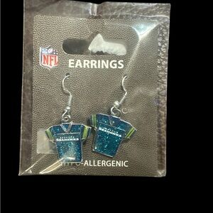 NFL Seahawks Glittering Blue and Green Earrings